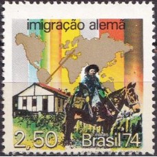 SB0842MA-SELO FORMAÇÃO DA ETNIA BRASILEIRA - CORRENTES MIGRATÓRIAS, IMIGRAÇÃO ALEMÃ - 1974 - MINT - VARIEDADE NÃO CATALOGADA: IMPRESSÃO DESLOCADA PARA BAIXO