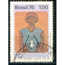 SB0927U-SELO PRESERVAÇÃO DA CULTURA INDÍGENA NO BRASIL, PINTURA KAIAPÓ - 1976 - U