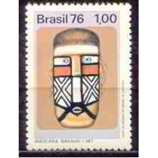 SB0928M-SELO PRESERVAÇÃO DA CULTURA INDÍGENA NO BRASIL, MÁSCARA BAKAIRI - 1976 - MINT