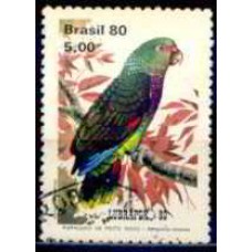 SB1166U-SELO VII EXPOSIÇÃO FILATÉLICA LUBRAPEX - FAUNA BRASILEIRA - PSITACÍDEOS, PEITO ROXO - 1980 - U