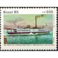 SB1489M-SELO 150 ANOS DA LIGAÇÃO MARÍTIMA E EMPRESARIAL RIO-NITERÓI, TERCEIRA - 1985 - MINT