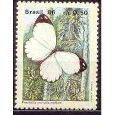 SB1513M-SELO PRESEVAÇÃO DA FAUNA BRASILEIRA - BORBOLETAS, PIERRIBALLIA - 1986 - MINT