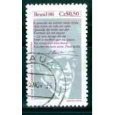 SB1528U-SELO LITERATURA BRASILEIRA - DIA DO LIVRO, 100 ANOS DE NASCIMENTO DO POETA MANUEL BANDEIRA - 1986 - U