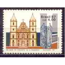 SB1563M-SELO 400 ANOS DO CONVENTO DE SÃO FRANCISCO - SALVADOR/BA - 1987 - MINT