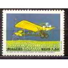 SB1637M-SELO 80 ANOS DO VOO DE SANTOS DUMONT NO AEROPLANO DEMOISELLE - 1989 - MINT