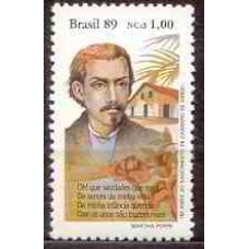 SB1654M-SELO DIA DO LIVRO, 150 ANOS DO NASCIMENTO DE CASIMIRO DE ABREU - 1989 - MINT