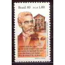 SB1655M-SELO DIA DO LIVRO, 150 ANOS DO NASCIMENTO DE MACHADO DE ASSIS - 1989 - MINT