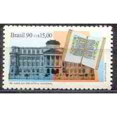 SB1708M-SELO LITERATURA BRASILEIRA, 180 ANOS DA BIBLIOTECA NACIONAL - 1990 - MINT