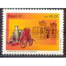 SB1741M-SELO HOMENAGEM AO CORPO DE BOMBEIROS DE SANTOS - 1991 - MINT