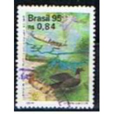 SB1964U-SELO EXPOSIÇÃO FILATÉLICA LUBRAPEX 95 - RIO TIETÊ, AVE E CANOA - 1995 - U