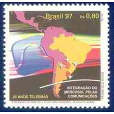 SB2046M-SELO INTEGRAÇÃO DO MERCOSUL PELAS COMUNICAÇÕES - 25 ANOS TELEBRÁS - 1997 - MINT