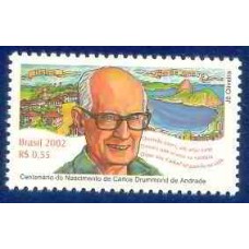 SB2491M-SELO CENTENÁRIO DO NASCIMENTO DE CARLOS DRUMMOND DE ANDRADE - 2002 - MINT