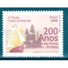 SB2723M-SELO 200 ANOS DA ABERTURA DOS PORTOS ÀS NAÇÕES AMIGAS - 2008 - MINT