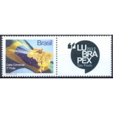 SB2853M.06-SELO PERSONALIZADO BANDEIRA E IPÊ HORIZONTAL SEM ANO 2007, LUBRAPEX 2012 - 12 - MINT