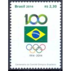 SB3367M-SELO CENTENÁRIO DO COMITÊ OLÍMPICO BRASILEIRO - 2014 - MINT