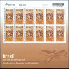 SB3913MF-FOLHA 12 SELOS 200 ANOS DA INDEPENDÊNCIA - BICENTENÁRIO DA REVOLUÇÃO DO PORTO - 2020 - MINT