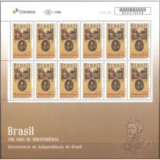 SB4057MF-FOLHA 12 SELOS 200 ANOS DE INDEPENDÊNCIA: BICENTENÁRIO DA INDEPENDÊNCIA DO BRASIL - 2022 - MINT