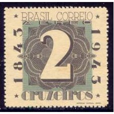 SBA049N-SELO AÉREO CENTENÁRIO DO SELO POSTAL BRASILEIRO - BRAPEX II, CR$ 2,00 - 1943 - N
