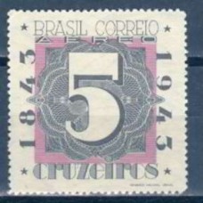 SBA050N-SELO AÉREO CENTENÁRIO DO SELO POSTAL BRASILEIRO - BRAPEX II, CR$ 5,00 - 1943 - N