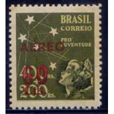 SBA054M-SELO AÉREO PRÓ JUVENTUDE COM SOBRECARGA, 60CTS/400RS + 200RS - 1944 - MINT