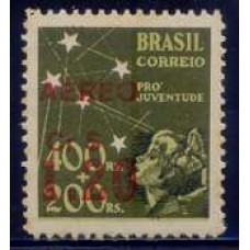 SBA056M-SELO AÉREO PRÓ JUVENTUDE COM SOBRECARGA, CR$ 1,20/400RS + 200RS - 1944 - MINT