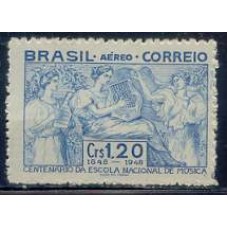 SBA067M-SELO AÉREO CENTENÁRIO DA ESCOLA NACIONAL DE MÚSICA - 1948 - MINT