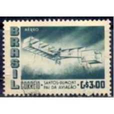 SBA080U-SELO AÉREO EXPOSIÇÃO FILATÉLICA ANO SANTOS DUMONT, 3,00 - 1956 - U