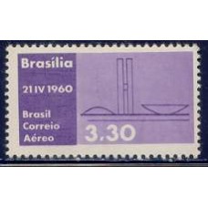 SBA093M-SELO AÉREO INAUGURAÇÃO DE BRASÍLIA, TRÊS PODERES - 1960 - MINT