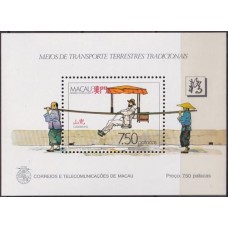 MACB007M-BLOCO MEIOS DE TRANSPORTE TERRESTRES TRADICIONAIS - MACAU - 1987 - MINT