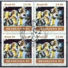 QC1305-QUADRA EXPOSIÇÃO FILATÉLICA BRASILIANA 83 - CARNAVAL BRASILEIRO, BATERIA - 1983 - CBC RIO DE JANEIRO