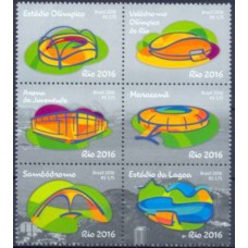 SB3615MS-SEXTILHA UPAEP - ARENAS ESPORTIVAS OLÍMPICAS E PARALÍMPICAS RIO 2016 (DOS BLOCOS B-192 OU B-193) - 2016 - MINT