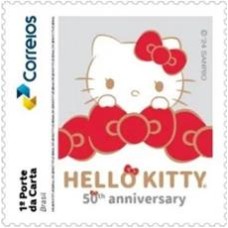 SI0028M-SELO INSTITUCIONAL 50 ANOS DA HELLO KITTY, LAÇOS VERMELHOS - 2024 - MINT